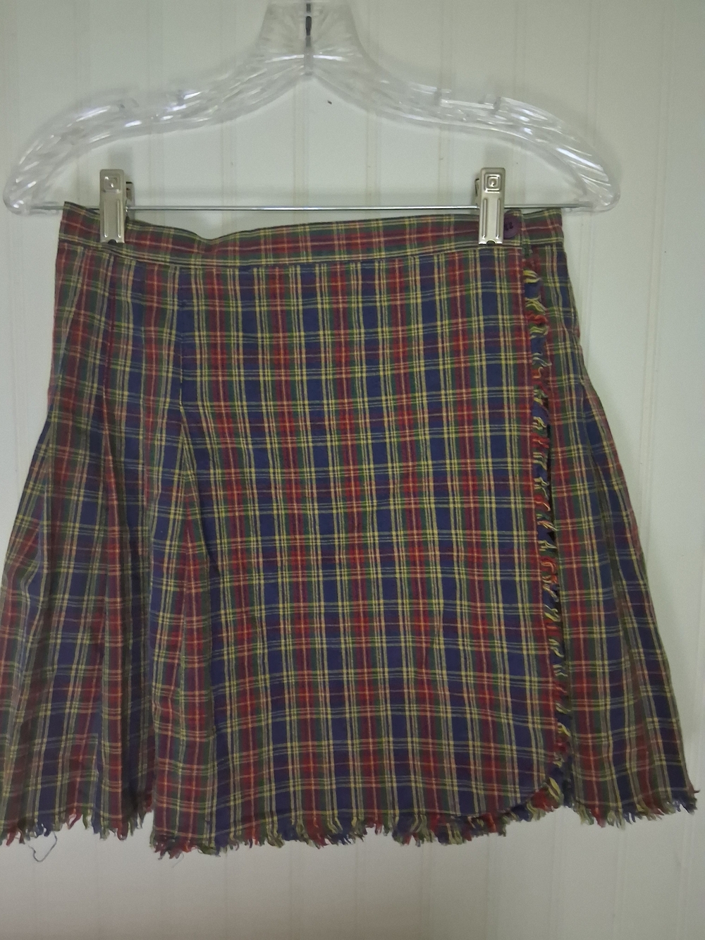 Abercrombie Red, Navy & Yellow Plaid A-Line Mini Skirt